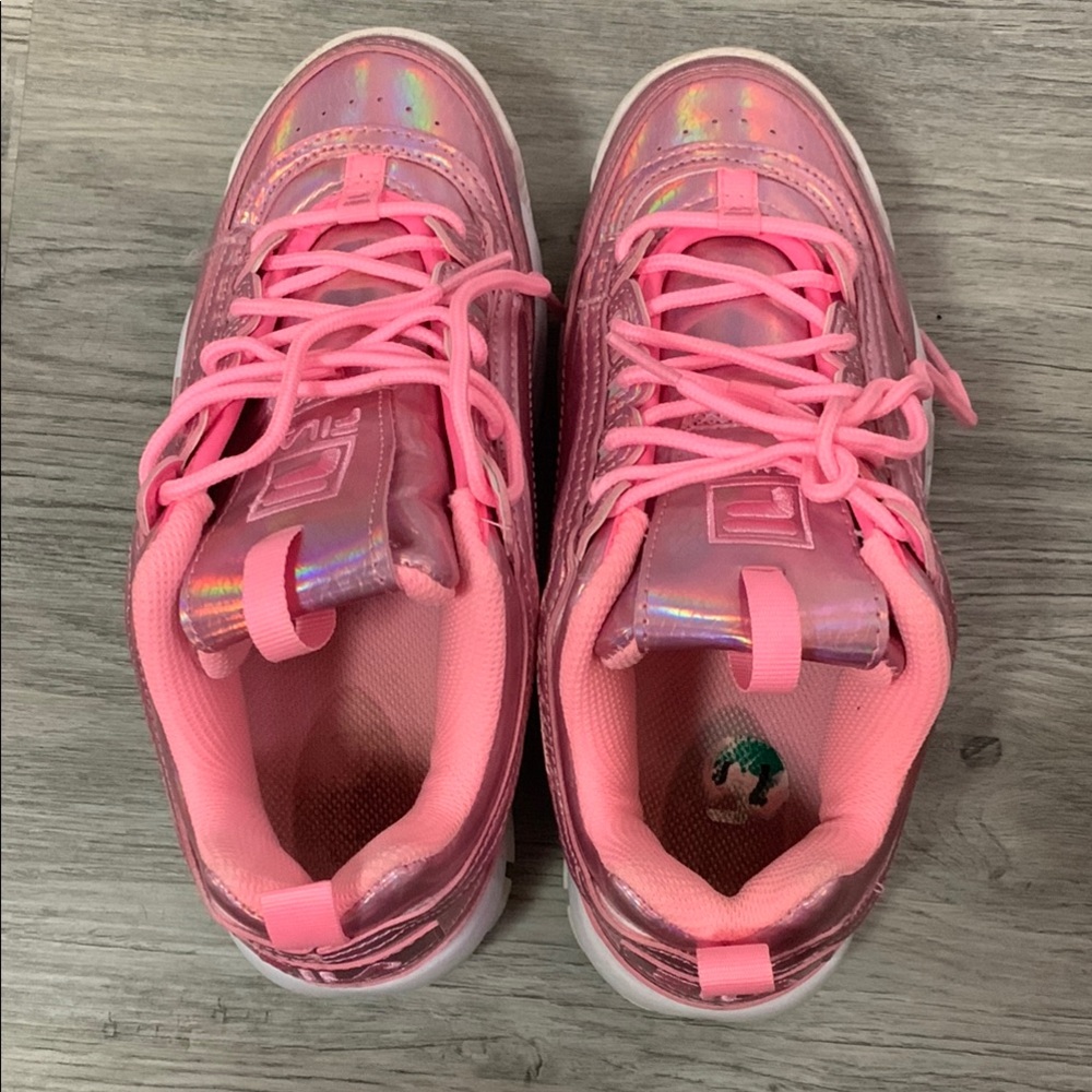 Fila Pink Sneakers with Mesh Upper and Low-Top Design